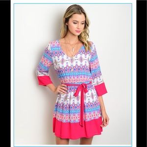 5⭐️🆕🌺NWT/Pink Owl-fully lined, colorful print dress